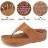 imageAlicegana Womens Sandals Wedge Shoes Comfortable Dressy Summer Flip Flops Casual Walking Beach SlidesLigntbrown