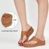 imageAlicegana Womens Sandals Wedge Shoes Comfortable Dressy Summer Flip Flops Casual Walking Beach SlidesLigntbrown