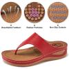 imageAlicegana Womens Sandals Wedge Shoes Comfortable Dressy Summer Flip Flops Casual Walking Beach SlidesRed