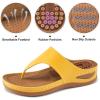 imageAlicegana Womens Sandals Wedge Shoes Comfortable Dressy Summer Flip Flops Casual Walking Beach SlidesYellow