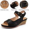 imageAlicegana Womens Wedge Sandals Comfortable Low Heel Dressy Summer Platform Shoes Ankle Strap Casual Non Slip WedgesBlack