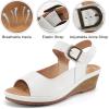imageAlicegana Womens Wedge Sandals Comfortable Low Heel Dressy Summer Platform Shoes Ankle Strap Casual Non Slip WedgesWhite