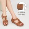 imageWedge Sandals for Women 2025 Comfortable Low Heel Dressy Summer Platform Ankle Strap Sandals for Beach VacationLightbrown