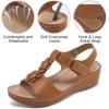 imageWedge Sandals for Women 2025 Comfortable Low Heel Dressy Summer Platform Ankle Strap Sandals for Beach VacationLightbrown