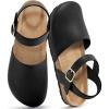 imageAlicegana Closed Toe Sandals for Women  Arch Support Dressy Flat Sandals Comfortable Summer Shoes 2025Black