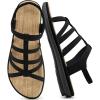 imageAlicegana Womens Sandals Dressy Summer Comfortable Gladiator Flat Sandals for Women 2025 Non Slip Casual Walking Beach ShoesBlack