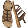 imageAlicegana Womens Sandals Dressy Summer Comfortable Gladiator Flat Sandals for Women 2025 Non Slip Casual Walking Beach ShoesCoffee