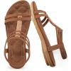 imageAlicegana Womens Sandals Summer Dressy Gladiator Comfortable Walking Shoes Non Slip Casual Beach FlatsLightbrown