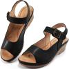 imageAlicegana Womens Wedge Sandals Comfortable Low Heel Dressy Summer Platform Shoes Ankle Strap Casual Non Slip WedgesBlack