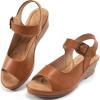 imageAlicegana Womens Wedge Sandals Comfortable Low Heel Dressy Summer Platform Shoes Ankle Strap Casual Non Slip WedgesBrown