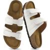 imageCork Footbed Sandals for Women  Comfortable Memory Foam Arch Support Slides 2025 Beach Vacation EssentialsWhite