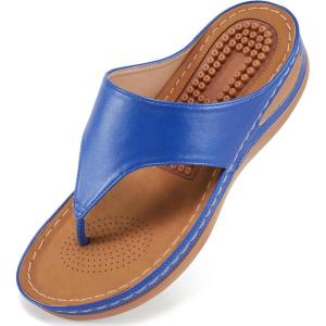 imageAlicegana Womens Sandals Wedge Shoes Comfortable Dressy Summer Flip Flops Casual Walking Beach SlidesBlue