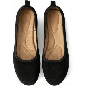 imageAlicegana Ballet Flats for Women Dressy Round Toe Slip on Suede Comfortable Women Shoes Casual Work Walking Loafers 2025Black