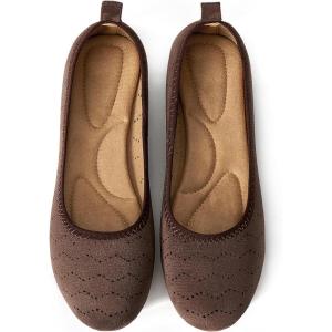 imageAlicegana Ballet Flats for Women Dressy Round Toe Slip on Suede Comfortable Women Shoes Casual Work Walking Loafers 2025Coffee