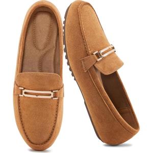 imageAlicegana Loafers for Women Casual Shoes  Comfortable Slip On Penny Loafers Work Dress Business Driving Walking FlatsBrown Suede