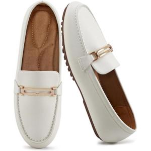 imageAlicegana Loafers for Women Casual Shoes  Comfortable Slip On Penny Loafers Work Dress Business Driving Walking FlatsWhite
