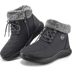 imageAlicegana Winter Boots for Women Warm Fur Lined Snow Shoes Slip on Ankle Booties Comfortable Anti Slip Outdoor Boots 2025Grey