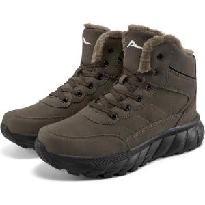 imageMens Winter Snow Boots Insulated Warm Fur Lined Non Slip Outdoor Shoes for Hiking WalkingGreen