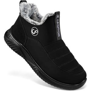 imageWomens Snow Boots Winter Shoes Warm Fur Lined Ankle Booties Slip On Waterproof Boots Non Slip Women BootBlack