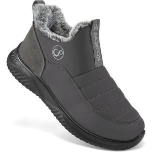 imageWomens Snow Boots Winter Shoes Warm Fur Lined Ankle Booties Slip On Waterproof Boots Non Slip Women BootGrey