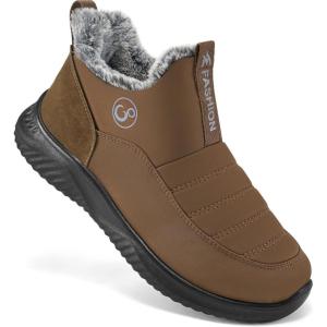 imageWomens Snow Boots Winter Shoes Warm Fur Lined Ankle Booties Slip On Waterproof Boots Non Slip Women BootKhaki