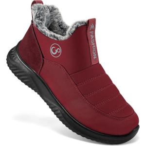 imageWomens Snow Boots Winter Shoes Warm Fur Lined Ankle Booties Slip On Waterproof Boots Non Slip Women BootRed