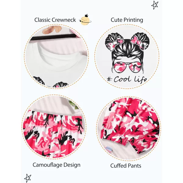Girls 2 Piece Outfits Kids Clothes Cute Cool Girl Crop Tops + Camouflage Pants Summer Clothing Sets