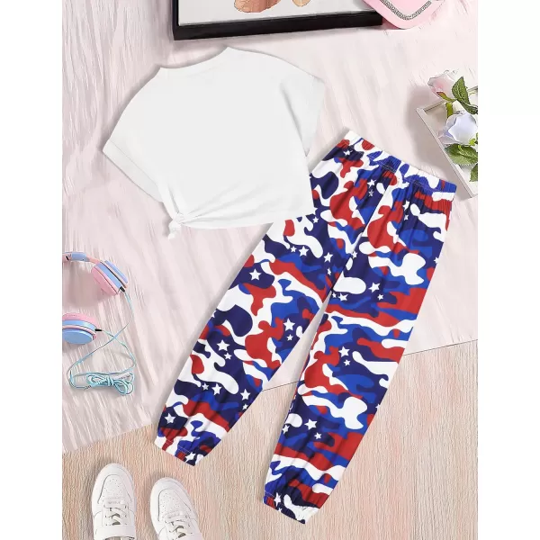 Girls 2 Piece Outfits Kids Clothes Cute Cool Girl Crop Tops + Camouflage Pants Summer Clothing Sets