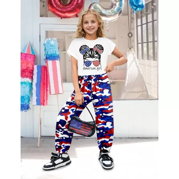 Girls 2 Piece Outfits Kids Clothes Cute Cool Girl Crop Tops + Camouflage Pants Summer Clothing Sets