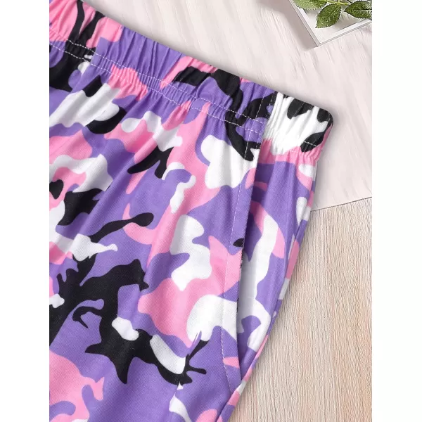 Girls 2 Piece Outfits Kids Clothes Cute Cool Girl Crop Tops + Camouflage Pants Summer Clothing Sets
