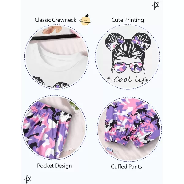 Girls 2 Piece Outfits Kids Clothes Cute Cool Girl Crop Tops + Camouflage Pants Summer Clothing Sets