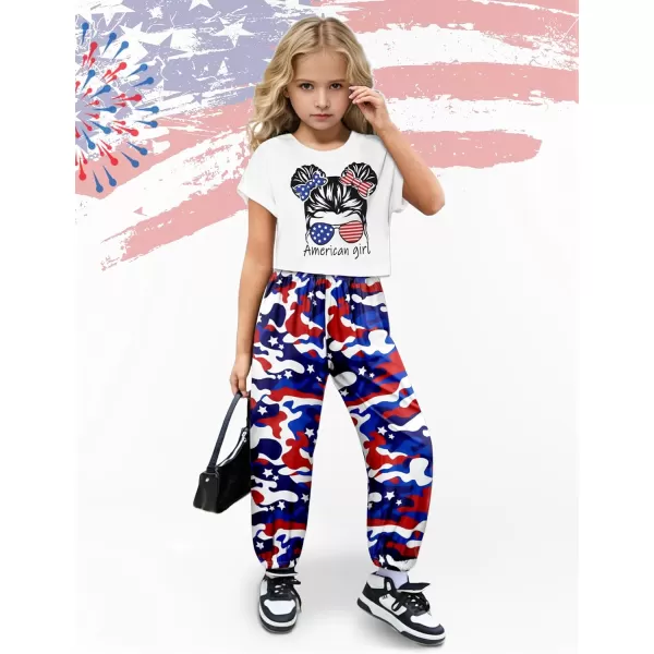 Girls 2 Piece Outfits Kids Clothes Cute Cool Girl Crop Tops + Camouflage Pants Summer Clothing Sets