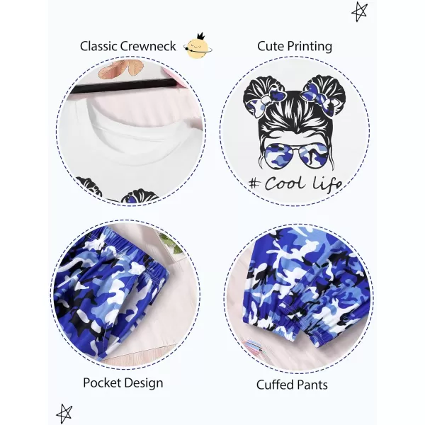 Girls 2 Piece Outfits Kids Clothes Cute Cool Girl Crop Tops + Camouflage Pants Summer Clothing Sets