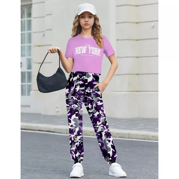 Girls 2 Piece Outfits Kids Clothes Cute Cool Girl Crop Tops + Camouflage Pants Summer Clothing Sets