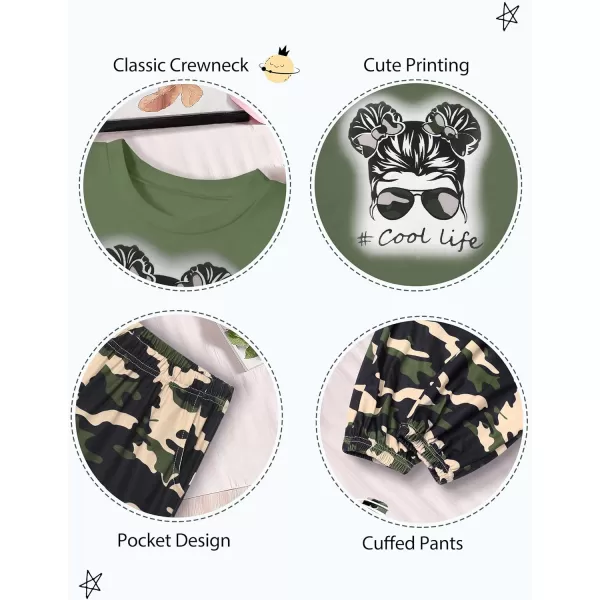 Girls 2 Piece Outfits Kids Clothes Cute Cool Girl Crop Tops + Camouflage Pants Summer Clothing Sets