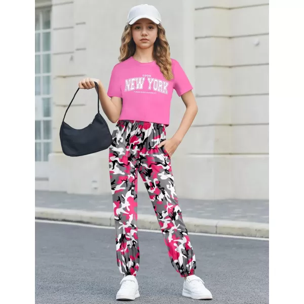 Girls 2 Piece Outfits Kids Clothes Cute Cool Girl Crop Tops + Camouflage Pants Summer Clothing Sets