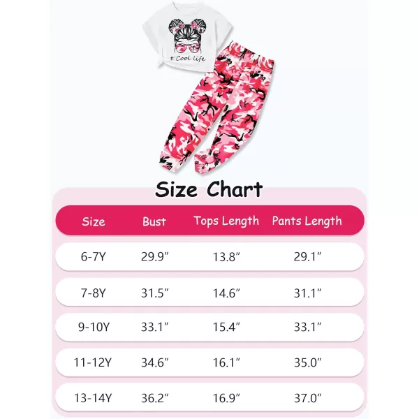 Girls 2 Piece Outfits Kids Clothes Cute Cool Girl Crop Tops + Camouflage Pants Summer Clothing Sets