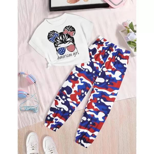 Girls 2 Piece Outfits Kids Clothes Cute Cool Girl Crop Tops + Camouflage Pants Summer Clothing Sets