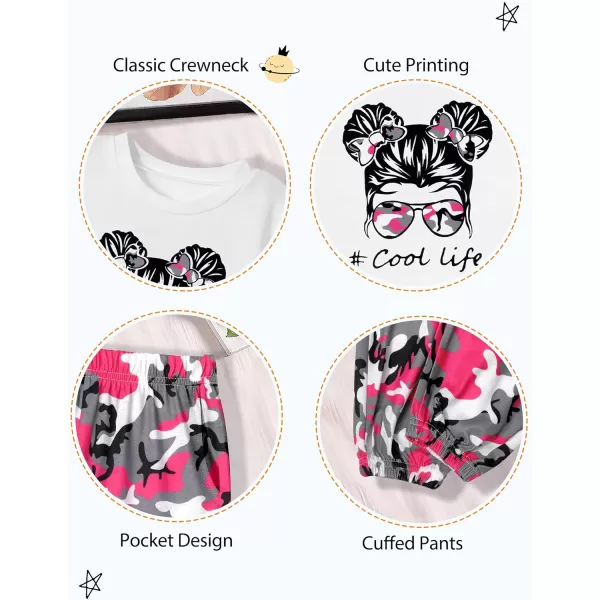 Girls 2 Piece Outfits Kids Clothes Cute Cool Girl Crop Tops + Camouflage Pants Summer Clothing Sets