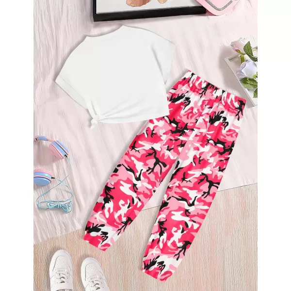 Girls 2 Piece Outfits Kids Clothes Cute Cool Girl Crop Tops + Camouflage Pants Summer Clothing Sets