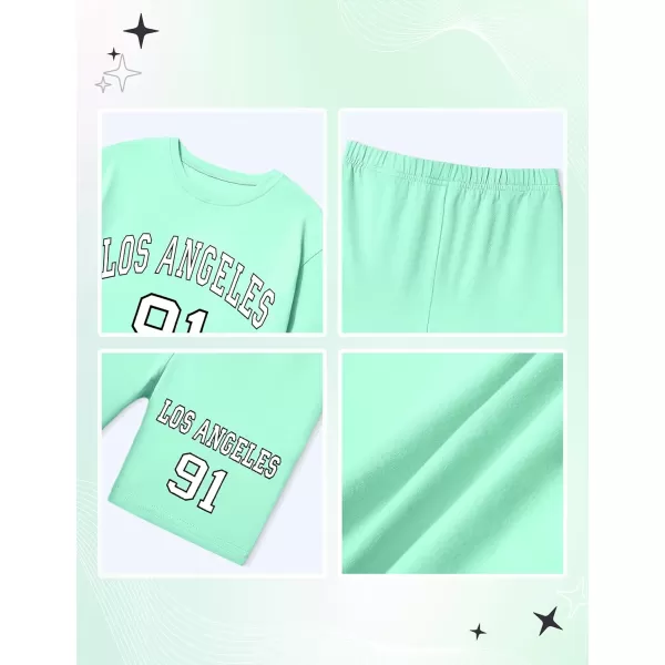 Girls Clothes Summer Outfits Graphic Letter Print Tee Shirt + Biker Shorts 2Pcs Clothing Set 7-16T