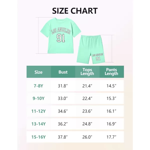 Girls Clothes Summer Outfits Graphic Letter Print Tee Shirt + Biker Shorts 2Pcs Clothing Set 7-16T