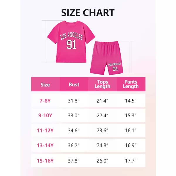 Girls Clothes Summer Outfits Graphic Letter Print Tee Shirt + Biker Shorts 2Pcs Clothing Set 7-16T