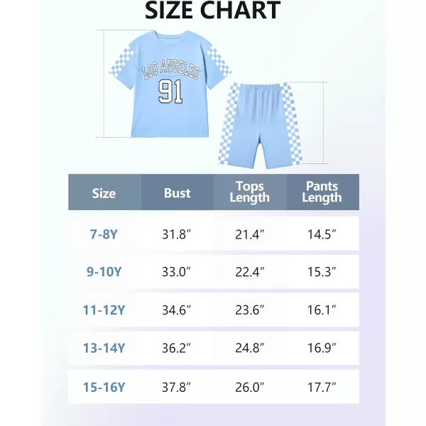 Girls Clothes Summer Outfits Graphic Letter Print Tee Shirt + Biker Shorts 2Pcs Clothing Set 7-16T