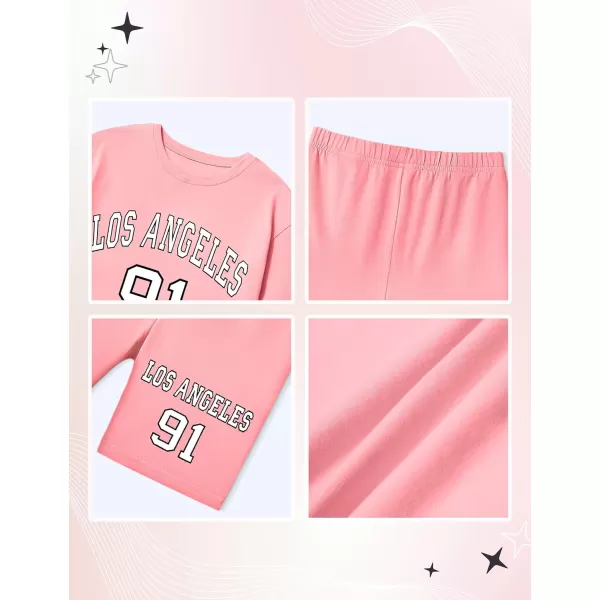 Girls Clothes Summer Outfits Graphic Letter Print Tee Shirt + Biker Shorts 2Pcs Clothing Set 7-16T