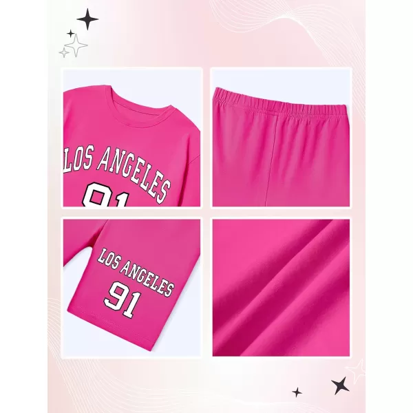 Girls Clothes Summer Outfits Graphic Letter Print Tee Shirt + Biker Shorts 2Pcs Clothing Set 7-16T