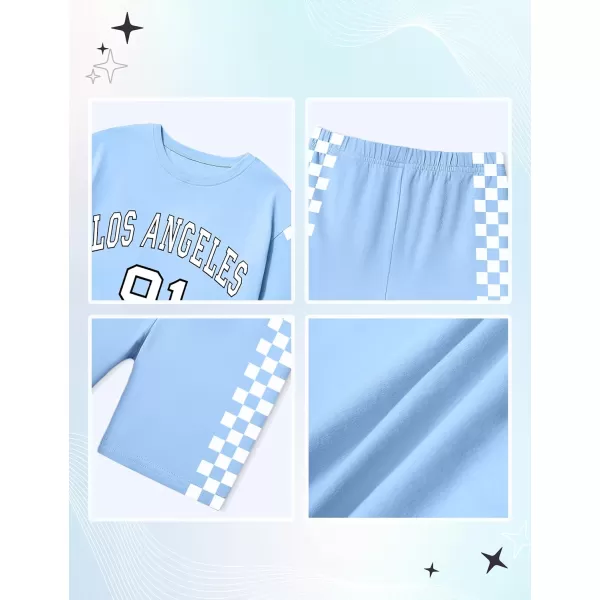 Girls Clothes Summer Outfits Graphic Letter Print Tee Shirt + Biker Shorts 2Pcs Clothing Set 7-16T