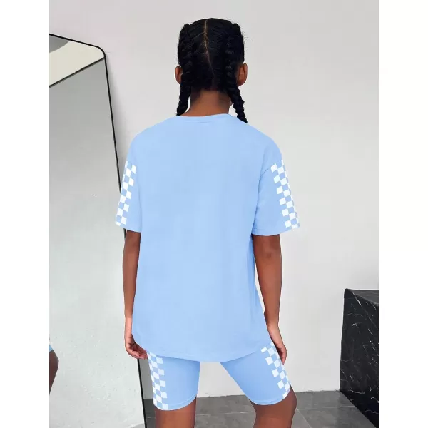 Girls Clothes Summer Outfits Graphic Letter Print Tee Shirt + Biker Shorts 2Pcs Clothing Set 7-16T