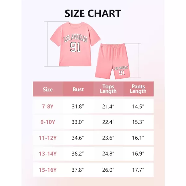 Girls Clothes Summer Outfits Graphic Letter Print Tee Shirt + Biker Shorts 2Pcs Clothing Set 7-16T