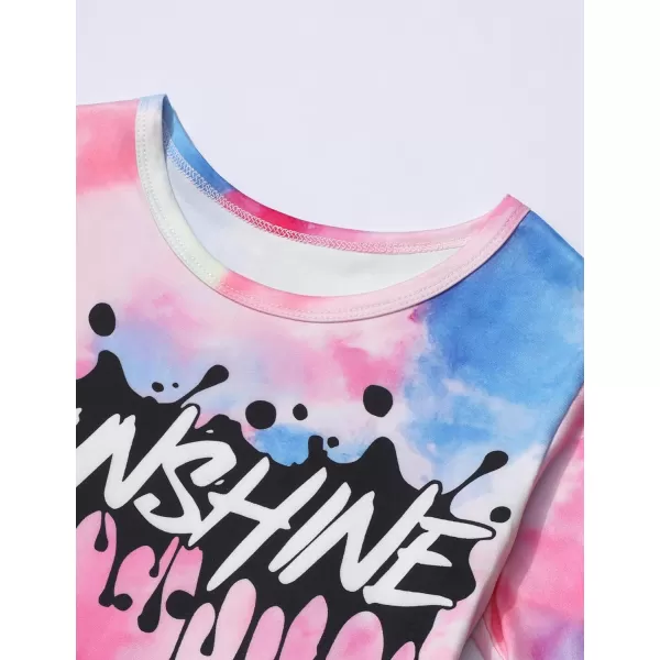 Girls Clothes Summer Outfits Tie Dye Sunshine Printing T-shirts + Shorts 2 Piece Girl Clothing Set